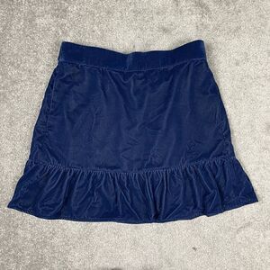 J. Crew Women’s Size Medium Blue Ruched Ruffled Velvet Mini Skirt Soft NWT